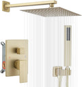 Brushed Gold Shower System 10 in Rain Mixer Combo - Luxury Wall