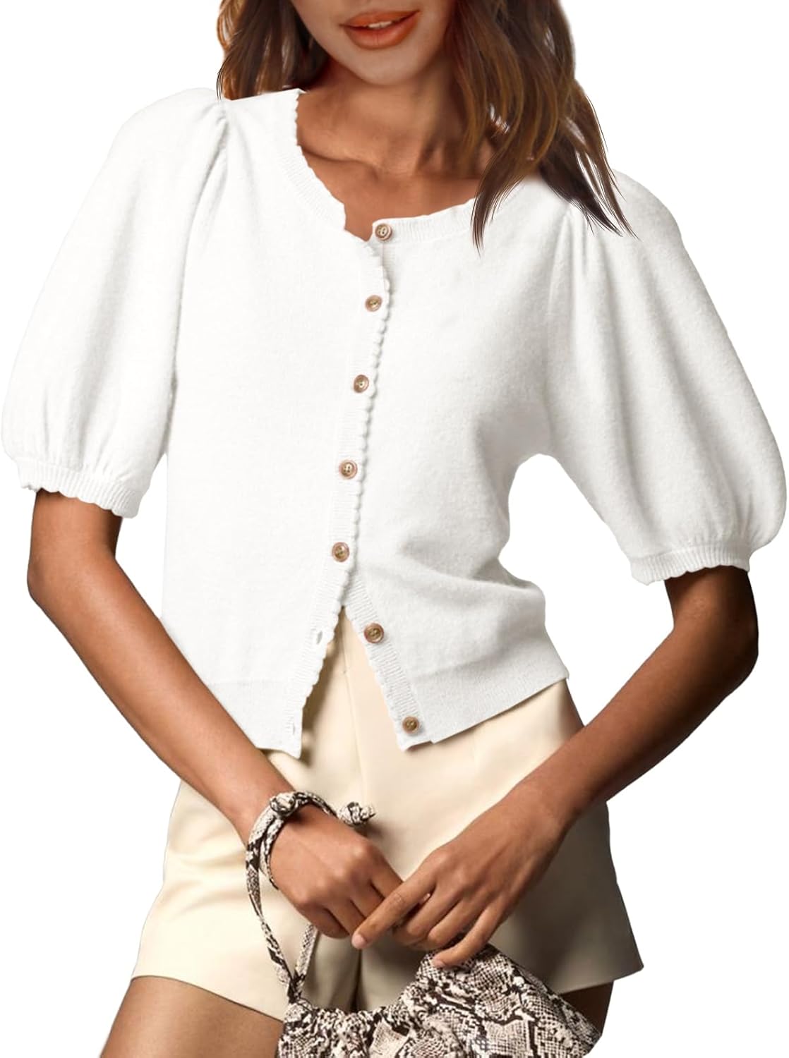Lightweight Summer Puff Sleeve Cardigan for Women Stylish Tops