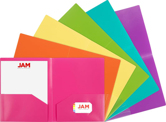 JAM PAPER Heavy Duty Plastic 2 Pocket Folders for School Use