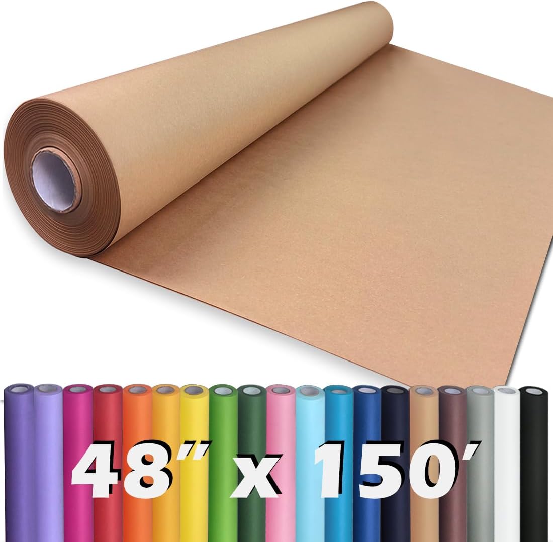 PerkHomy Brown Kraft Paper Roll 48in x 150ft for Gift Wrapping
