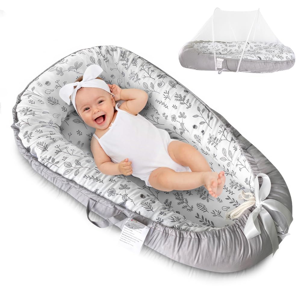 Ultra-Soft Baby Lounger with Mosquito Net by PIERRI