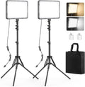 LED Video Light 2 Pack with 63ft Tripod Stand - Dimmable 2500-8500K