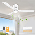 White 52 in Ceiling Fan with Light and Remote - Low Profile Quiet
