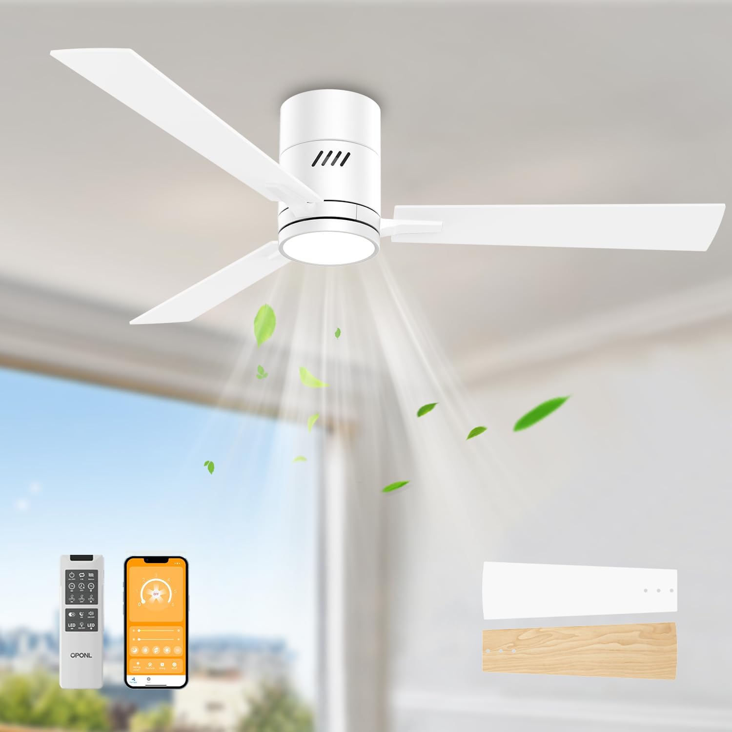 52 Inch Ceiling Fan with Light and Remote Control for Comfort