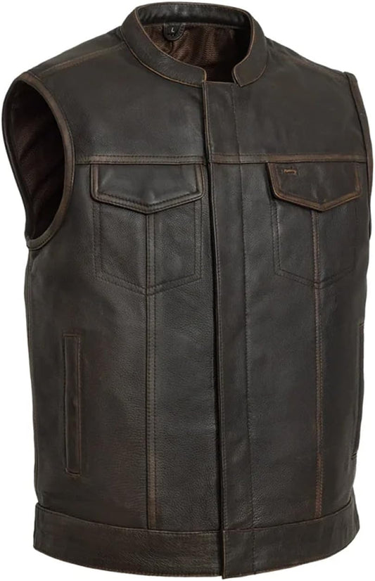 Sharp Shooter Men's Motorcycle Leather Vest for Ultimate Comfort