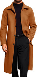 Runcati Mens Long Trench Coat Single Breasted Overcoat - Warm