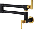 GIMILI Black and Gold Pot Filler Faucet - Folding Double Joint Wall