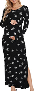 Smallshow Women's Split Maternity Dress Long Sleeve - Flattering Daily
