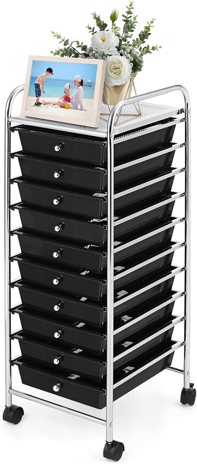 GOFLAME 10-Drawer Rolling Storage Cart for Home and Office