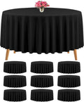 120 in Black Round Tablecloth 10 Pack - Durable Polyester for Events