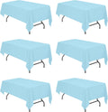 Light Blue Tablecloths 6 Pack for 6 ft Rectangle Tables - Durable