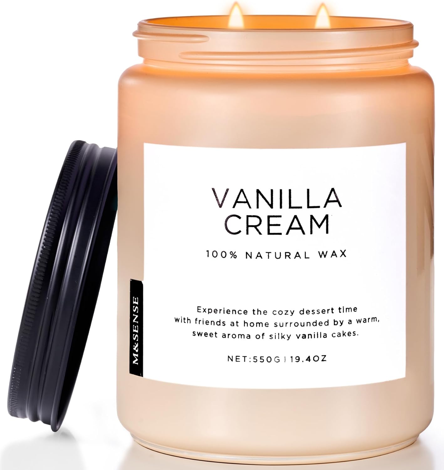 M&SENSE Vanilla Soy Candles - Large 2 Wick Jar Candle 19.4oz