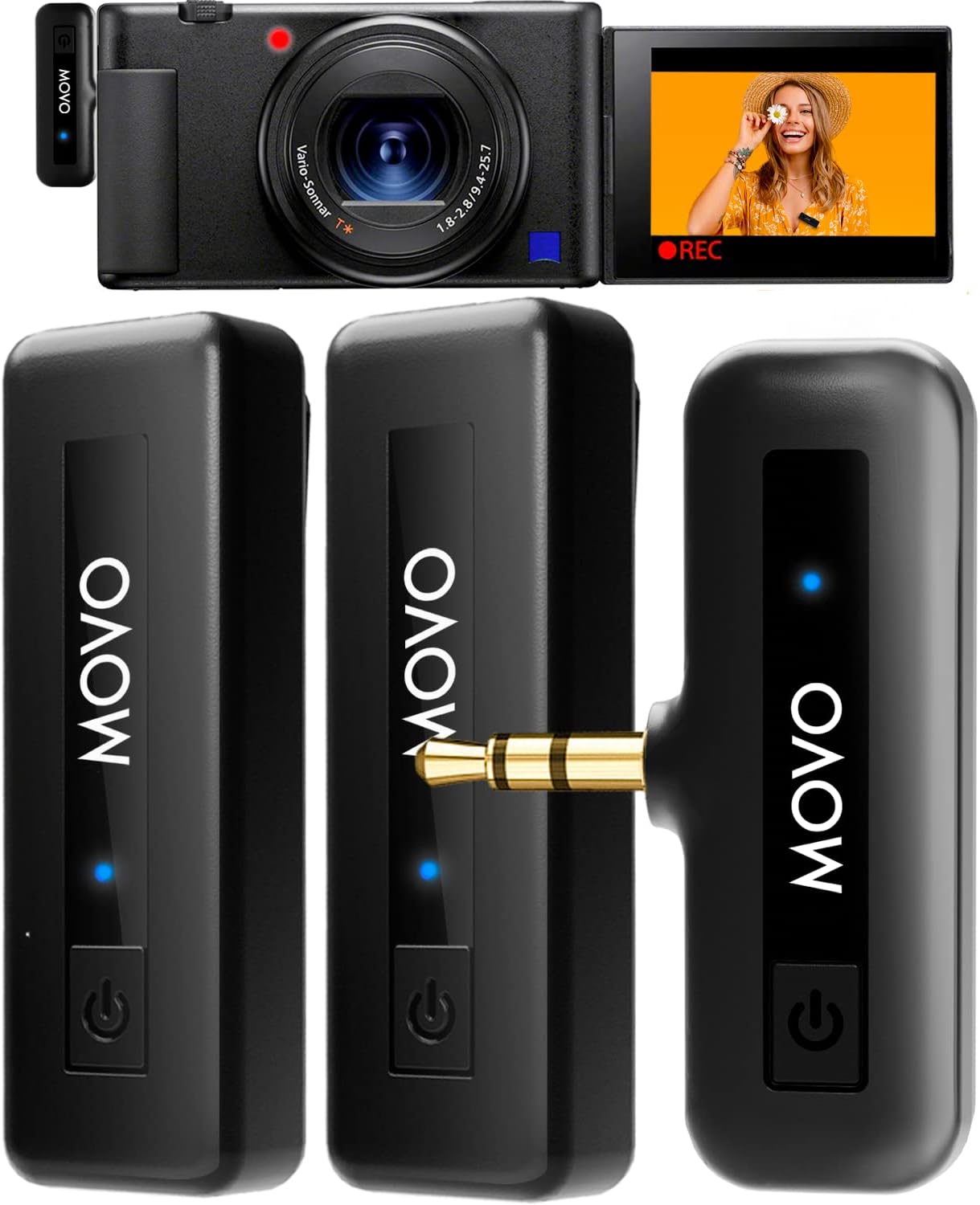 Movo Mini-Duo Wireless Microphones for Cameras - Compact Audio