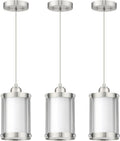 Brushed Nickel Pendant Lights Kitchen Island 3 Pack - Modern Milk