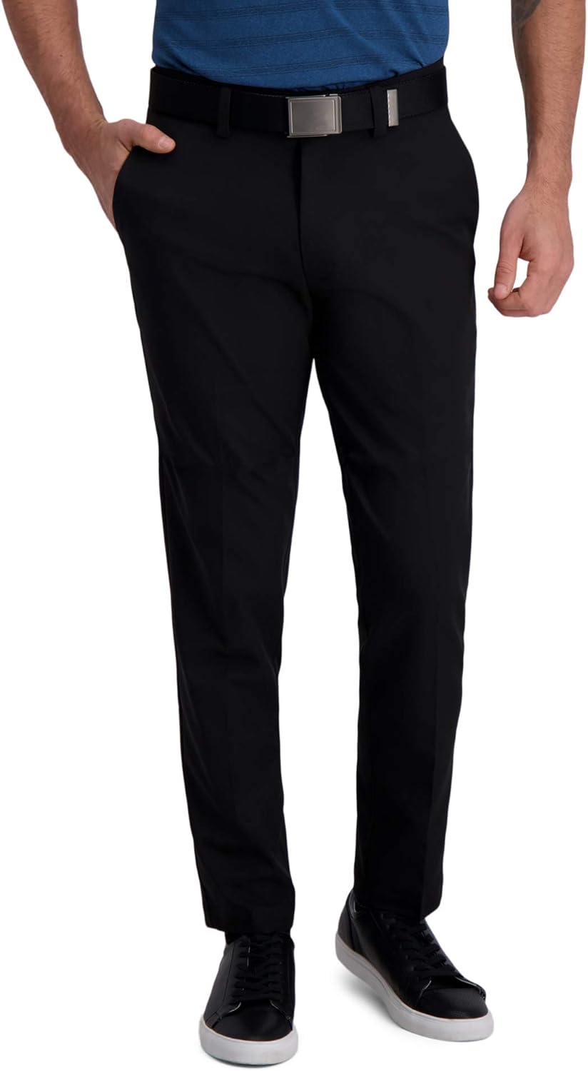 Haggar Men's Cool Right Performance Flex Slim Fit Flat Front Pant