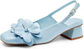 Coutgo Womens Slingback Chunky Heels Flower Closed Square (Style Y1XM)