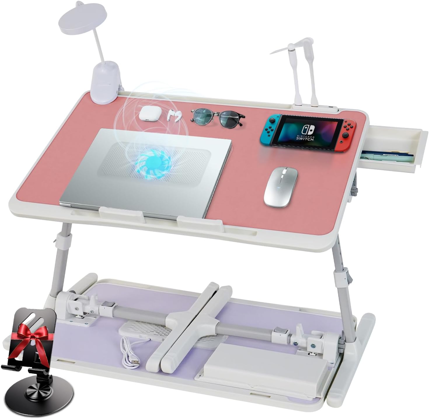 IXTRA Adjustable Laptop Lap Desk with Cooling Fan and Light