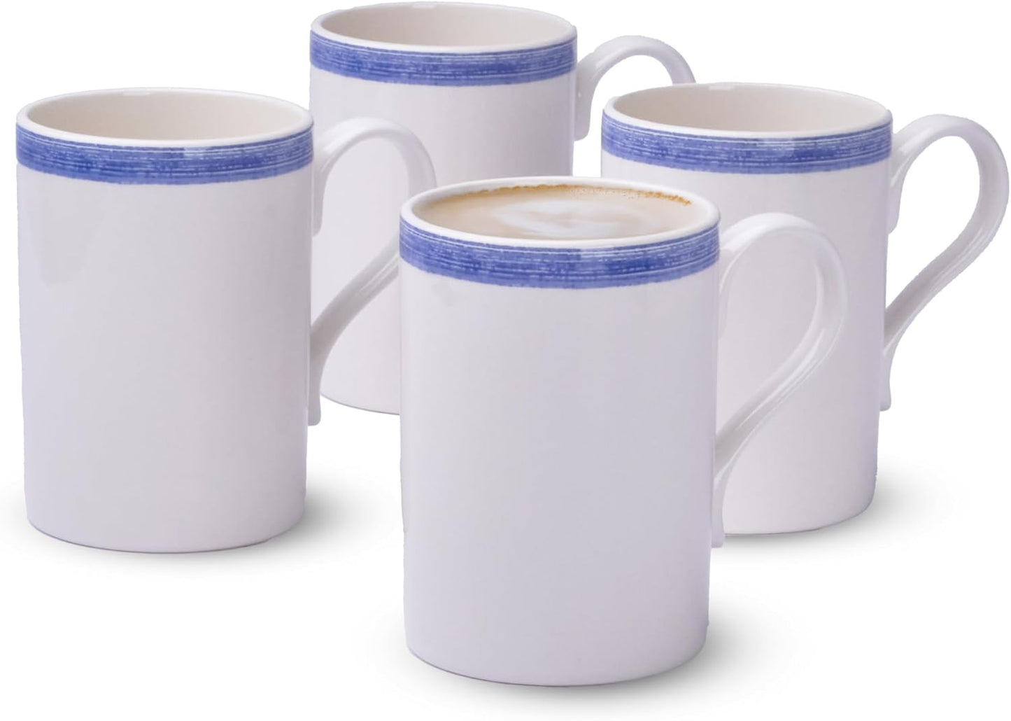 Portmeirion Potters 9oz Ceramic Mug Set with Blue Brushstrokes