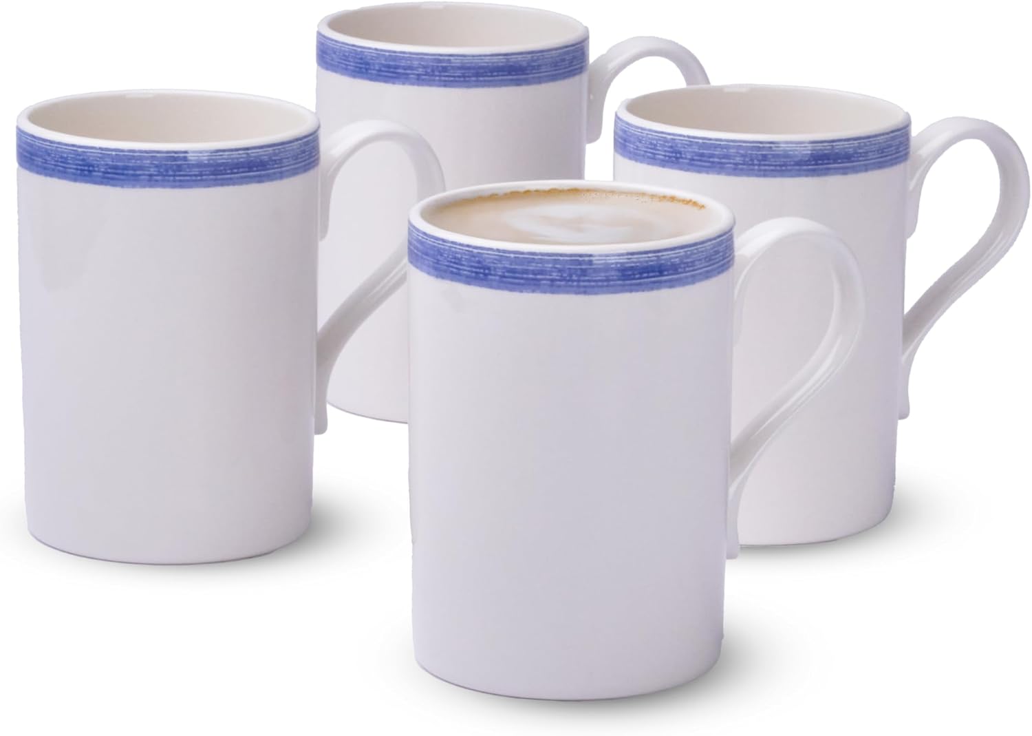 Portmeirion Potters 9oz Ceramic Mug Set with Blue Brushstrokes