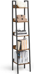 VASAGLE 5-Tier Narrow Bookshelf - Space-Saving Ladder Shelf