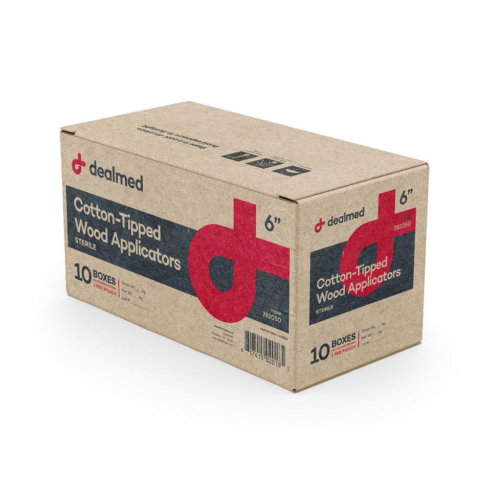 Dealmed 6 Cotton-Tipped Wood Applicators for Versatile Use