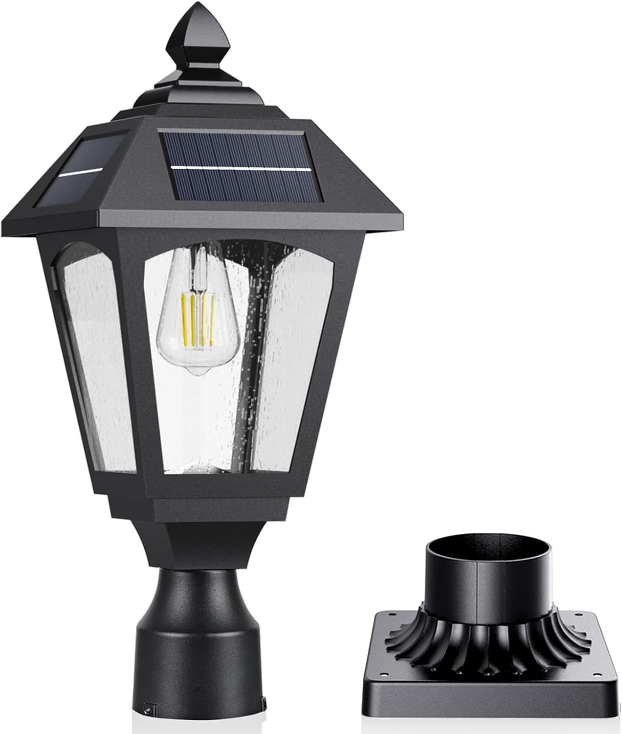 Solar Post Lights Outdoor for Yard Garden with Pier Mount Base