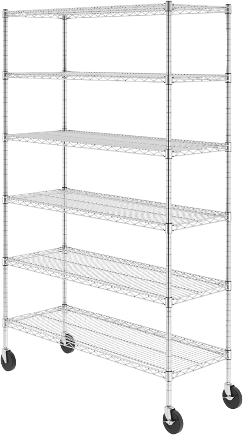 Heavy Duty Steel Wire Storage Shelves with Wheels for Versatile Use