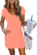 Womens Summer Dress Lantern Sleeve Square Neck Tie Front (Style MXC5)