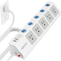 Flat Plug Power Strip with Individual Switches - 9-Device Surge