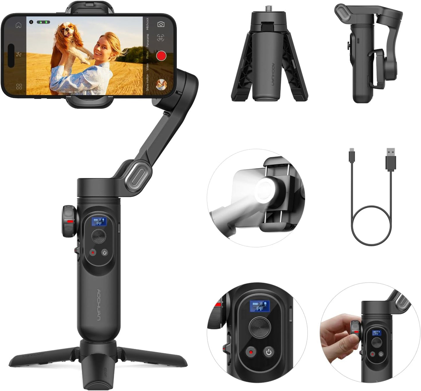 Gimbal Stabilizer for Smartphone with Wireless Charging Feature