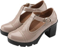 Women's T-Strap Platform Oxfords Mid-Heel - Comfortable Work Dress