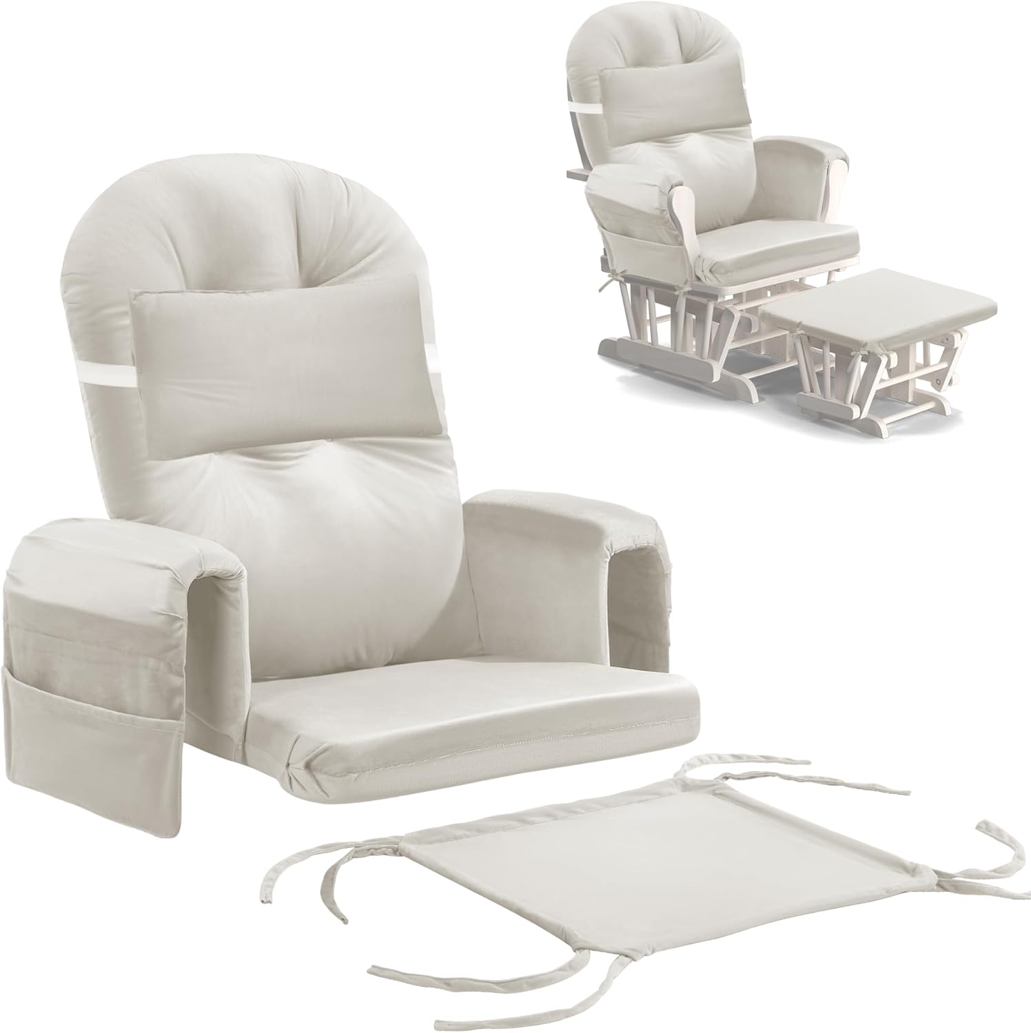 MABOZOO Glider Rocker Replacement Cushions Set with Storage
