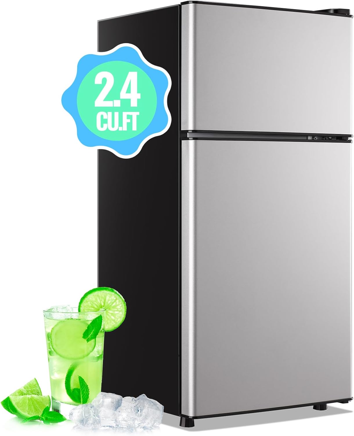 Mini Fridge with Freezer for Personal Use, 2.4 Cu.Ft Capacity