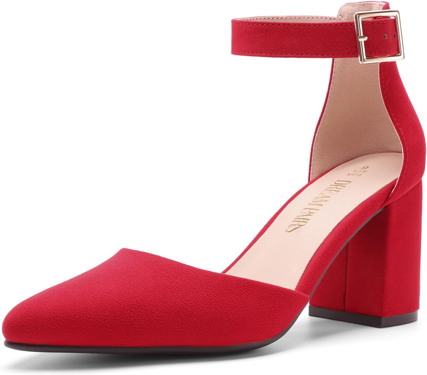 DREAM PAIRS Women's Closed Pointed Toe High Chunky Heels Pumps