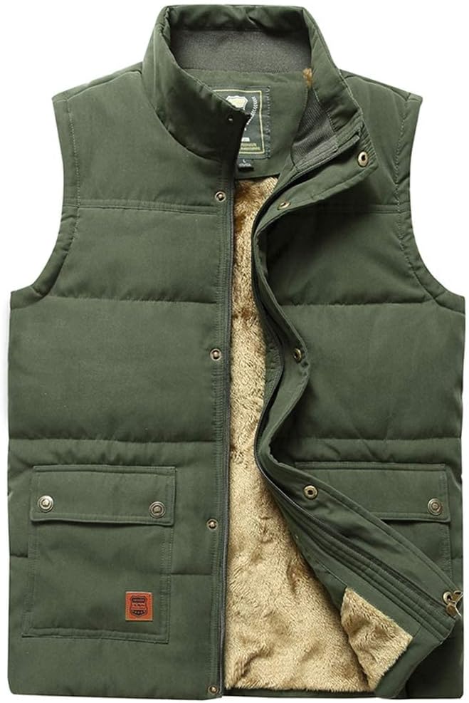 Vcansion Men's Outdoor Stand Collar Fleece Jacket Vest for All Seasons