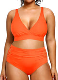 Yonique Plus Size Bikini High Waisted Two Piece - Tummy Control