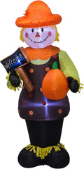 4-Foot Fall Thanksgiving Inflatable Scarecrow with Pumpkin - LED Decor