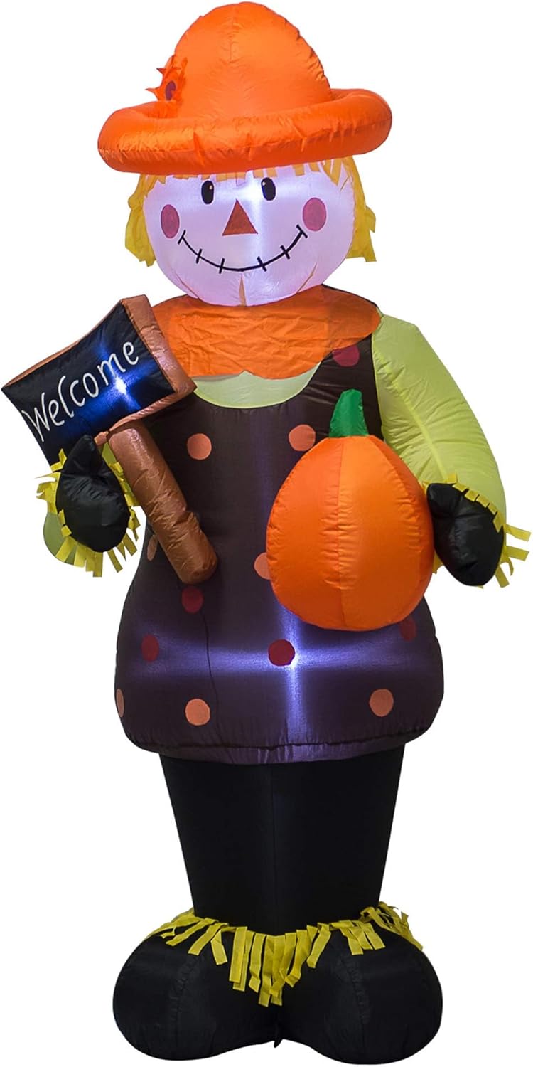 4-Foot Fall Thanksgiving Inflatable Scarecrow with Pumpkin Decor