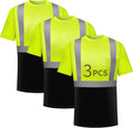 Hi Vis Safety Shirts for Men Reflective 3 Pack - High Visibility Work