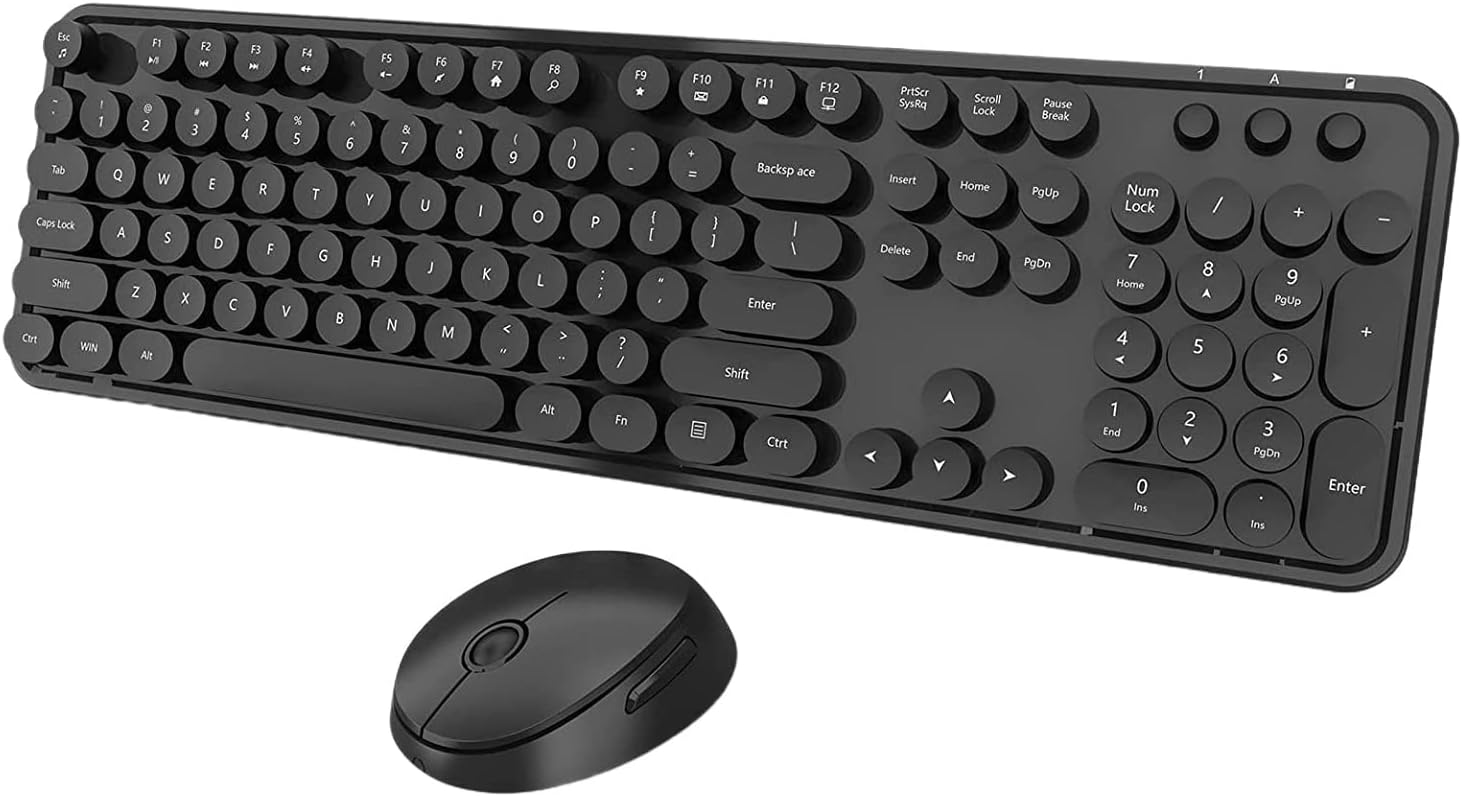 LETTON Retro Round Keycaps Wireless Keyboard & Mouse Combo