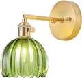 Hardwired Wall Sconce Light with Tulip Green Glass - Vintage Wall Lamp