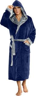 U2SKIIN Mens Hooded Robe Plush Fleece Bathrobe - Warm, Lightweight is