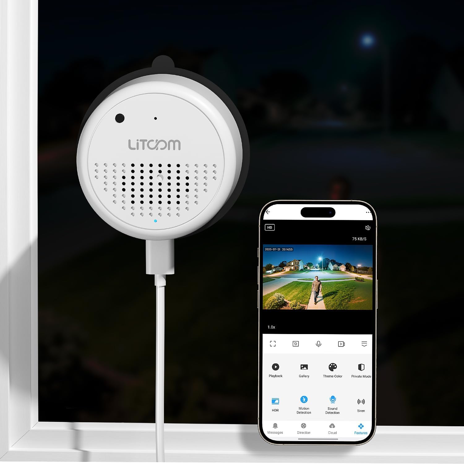litokam Window Camera 3MP 2K with AI Night Vision for Security