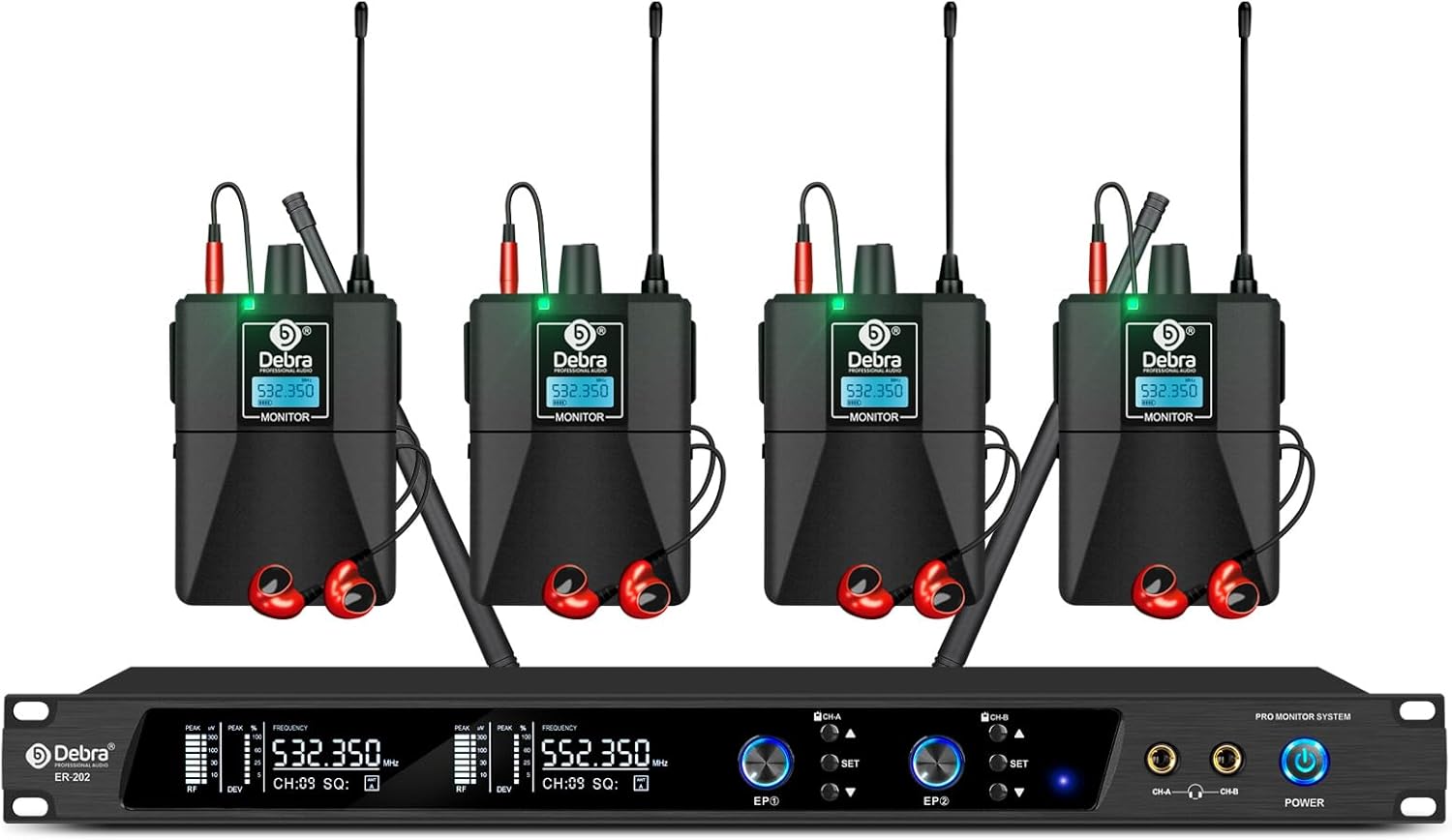 D Debra PRO Mono UHF Dual Channel Wireless In Ear Monitor System