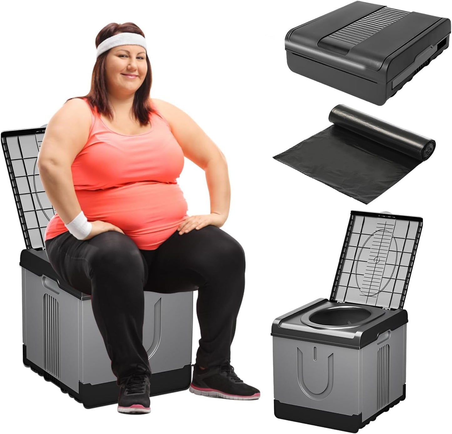 Ultra-Portable XXXL Travel Toilet - Heavy Duty, 20 Bags Included