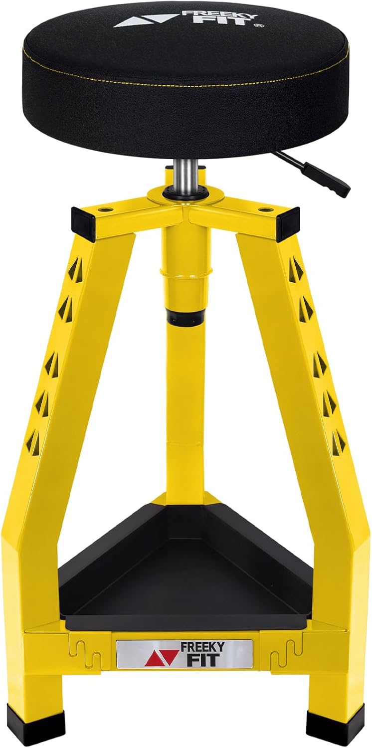 Adjustable Tall Shop Stool with Tool Tray for Garage Use