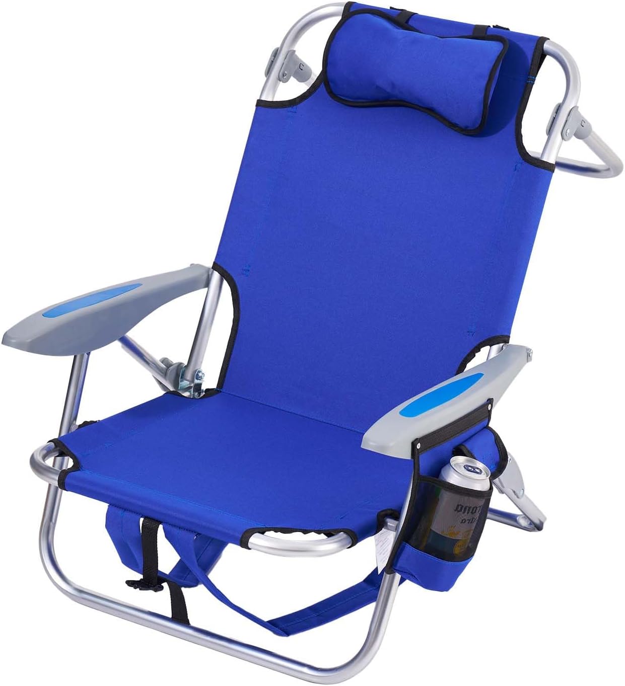 Portable Beach Chair for Adults with 4 Positions and Cooler Pouch