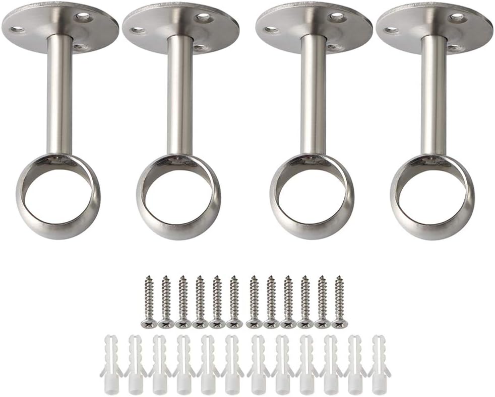 Stainless Steel Curtain Rod Holders - Set of 4