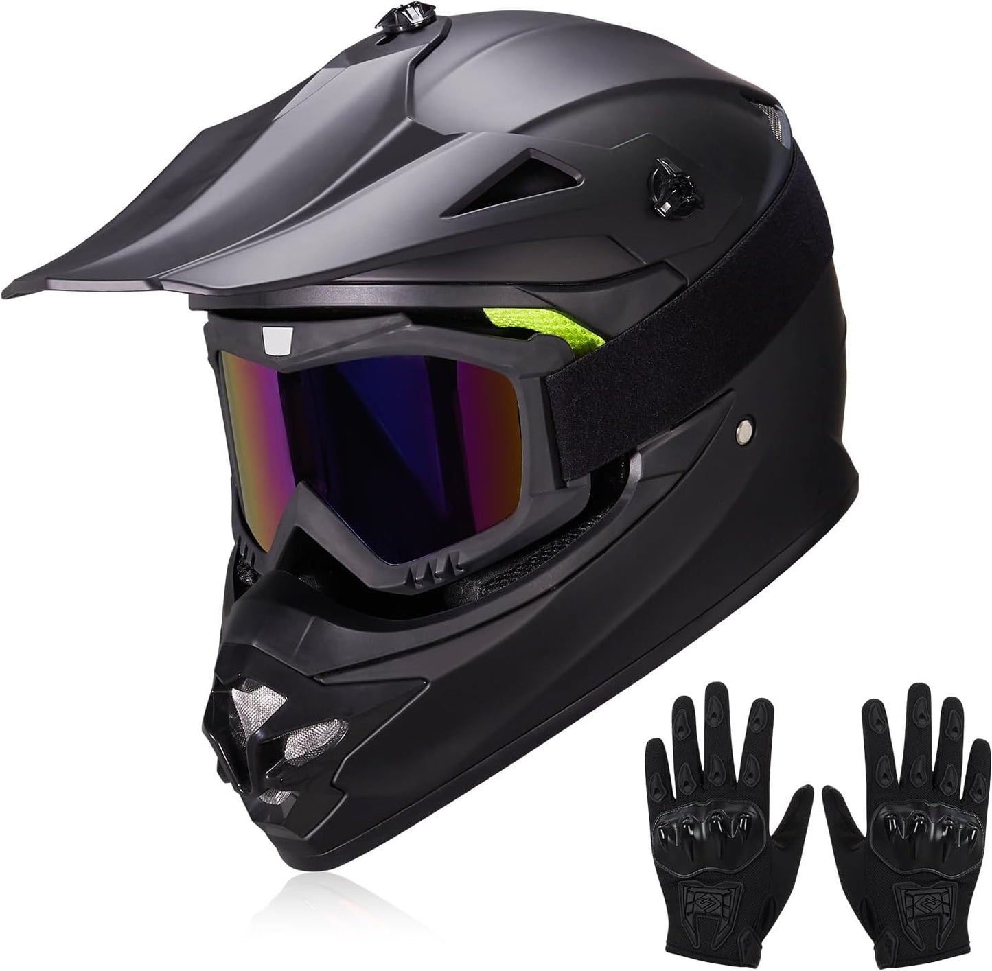 Youth Kids Dirt Bike Helmets with Goggles and Gloves for Safety
