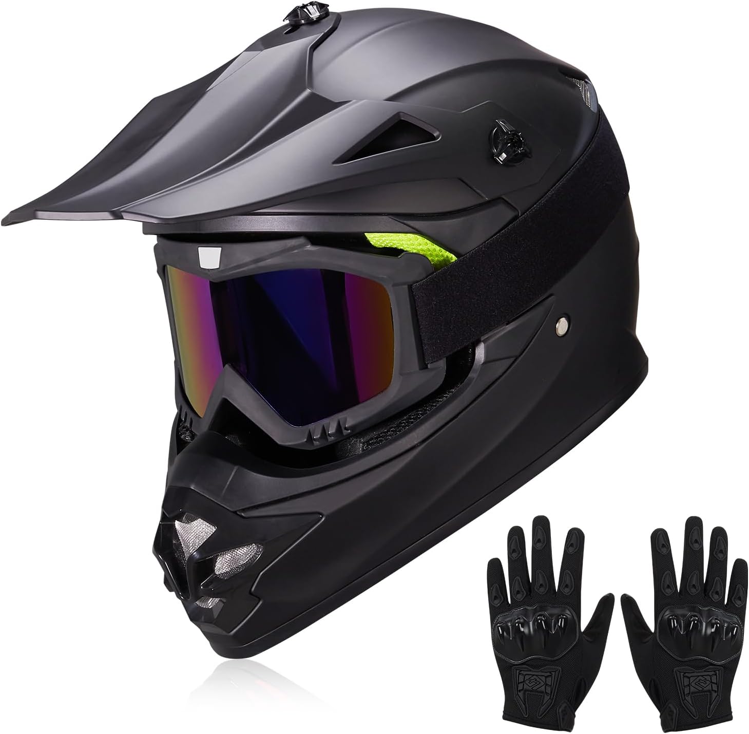 Youth Kids Dirt Bike Helmets with Goggles and Gloves for Safety